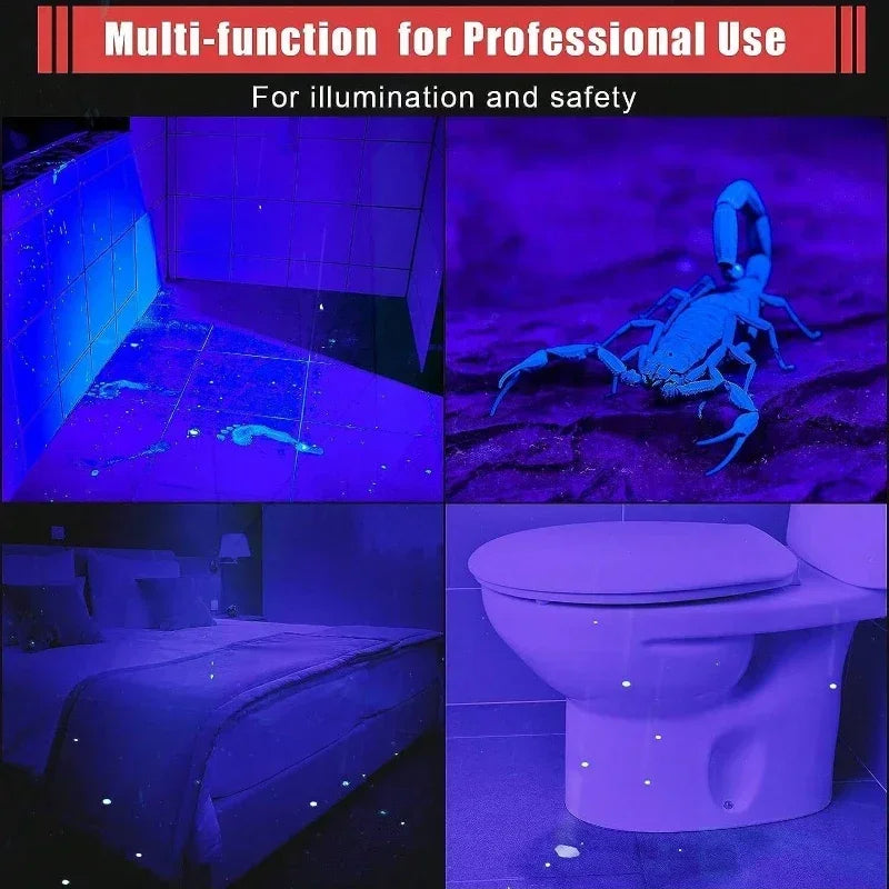 Lampe de poche UV 395nm, torche ultraviolette avec pince à stylo, lumière violette Portable, détecteur d'urine animale et de Scorpion, lampe UV, utiliser des piles AAA